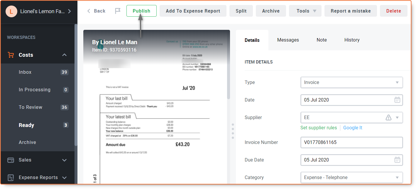 How To Publish Items To Sage Business Cloud Accounting - Dext Help Center