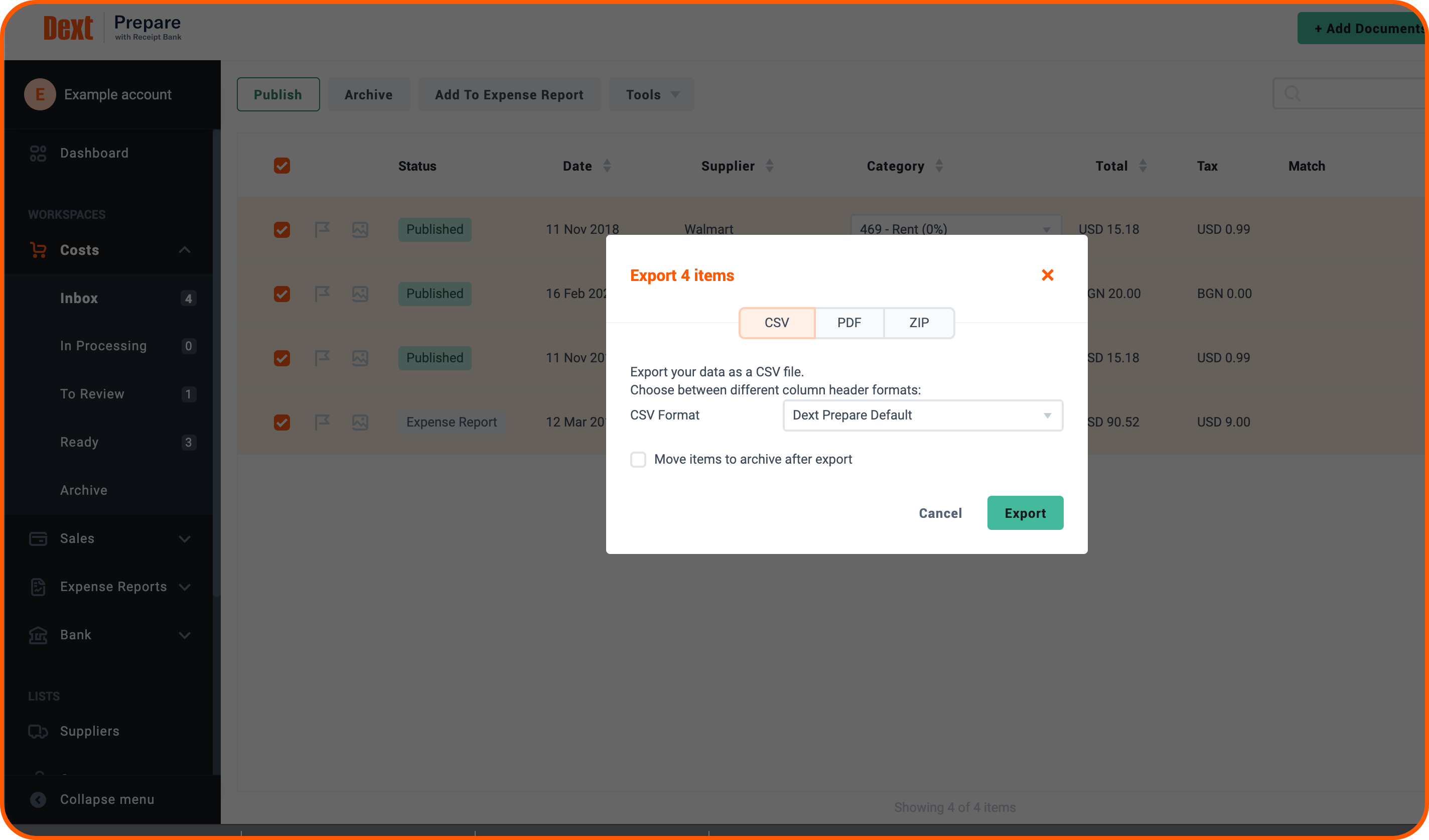 How To Publish Items To Sage Business Cloud Accounting - Dext Help Center